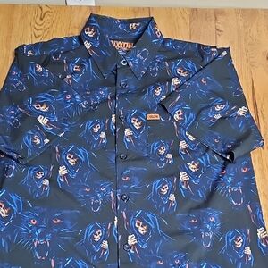 DIXXON Black and Blue Graphic Button Down Shirt